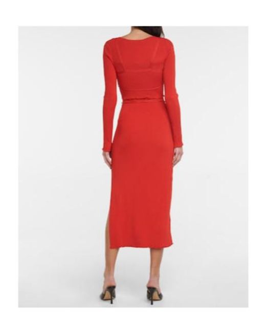Altuzarra Red Damali Ribbed-Knit Midi Dress