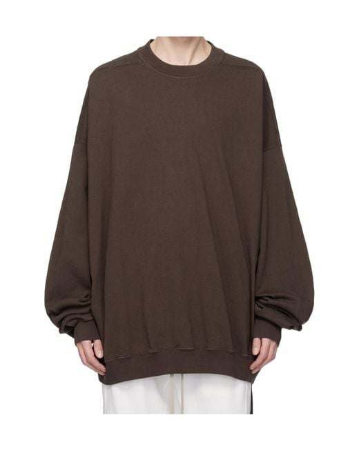 Rick Owens Brown Temple Hun Crew Neck Sweatshirt for men