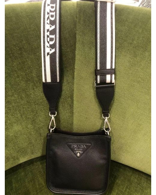 Prada Leather Mini Shoulder Bag in Black | Lyst
