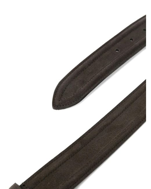 Canali White Square-Buckle Leather Belt for men