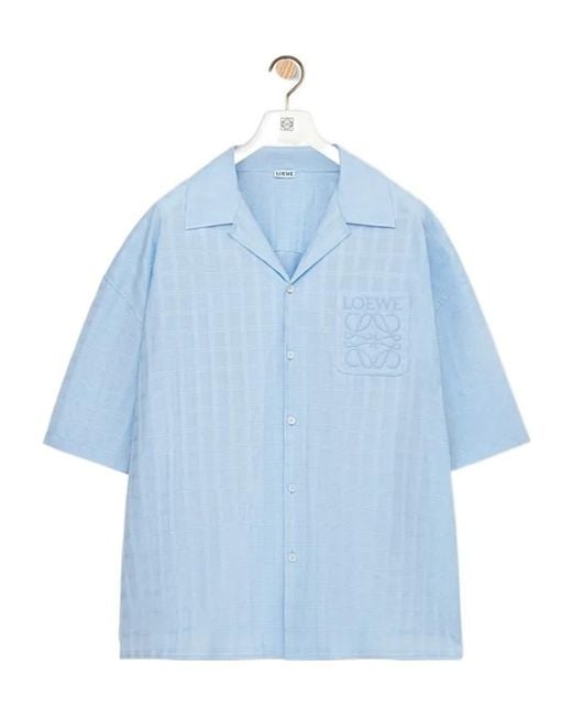 Loewe Blue Cotton-Blend Jacquard Anagram Shirt for men