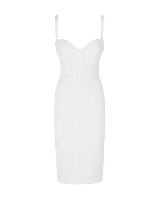 Elisabetta Franchi White Bustier Midi Dress