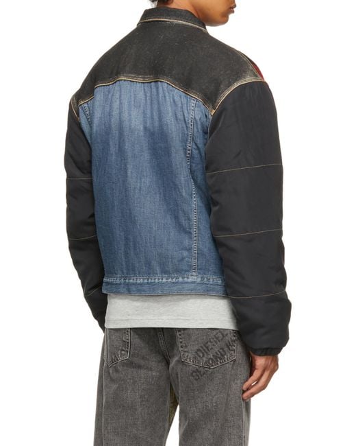 DIESEL Gray Checked Panel Denim Jacket for men