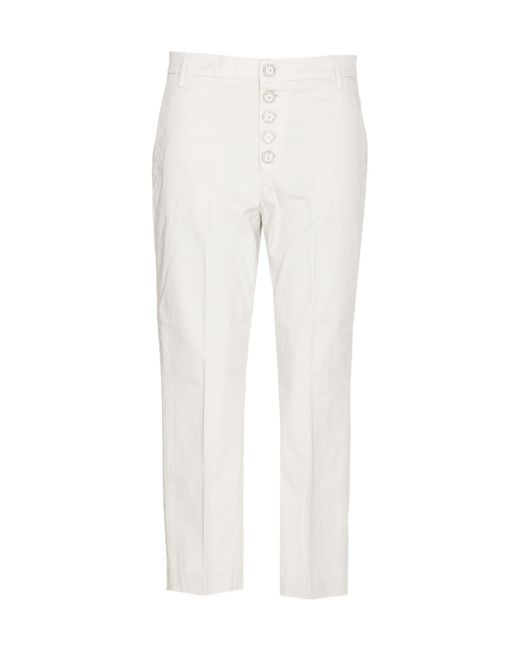 Dondup White Trousers Button Detail