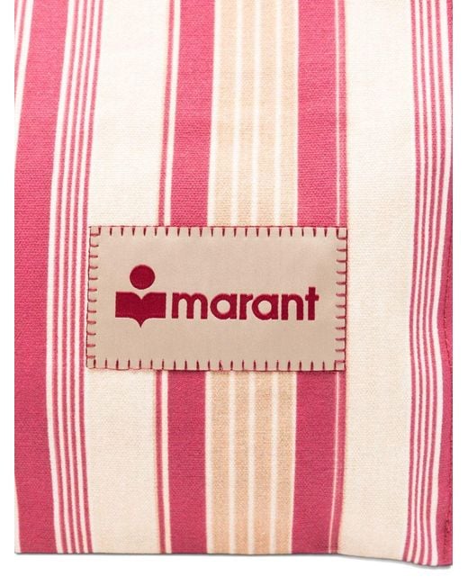 Isabel Marant Pink Zipped Striped Cotton Tote Bag