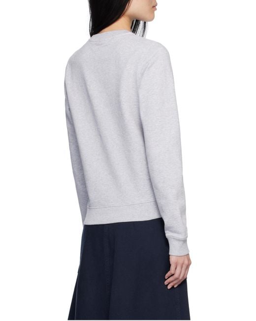 Maison Kitsuné Gray Maison Kitsuné Fox Head Patch Crewneck Sweatshirt