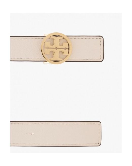Tory Burch White Reversible Logo-Buckle Leather Belt