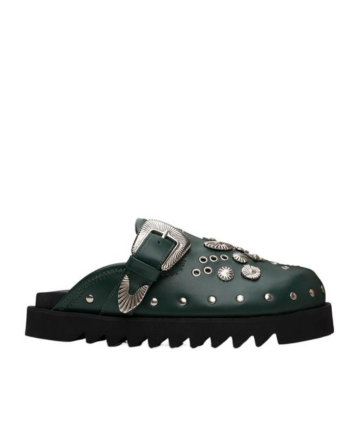 Toga Virilis Green Round Toe Flat Mules for men