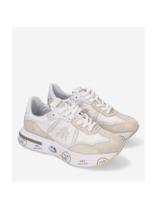 Premiata White Low Lace-Up Sneakers