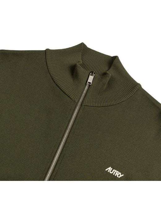 Autry Green Knitted Tennis Zip Jacket for men
