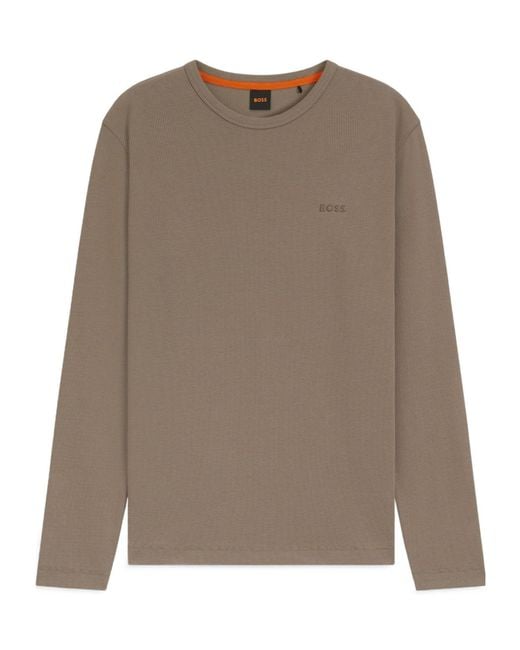 Boss Brown Crewneck Longsleeve Tshirt for men