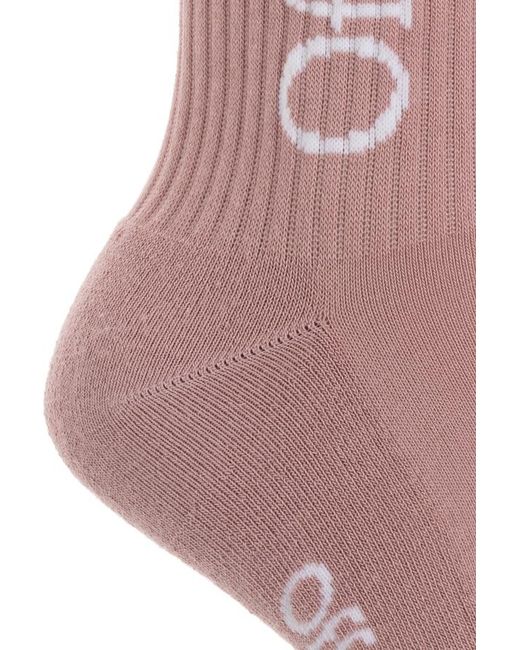 Off-White c/o Virgil Abloh Pink Logo Detailed Knitted Socks