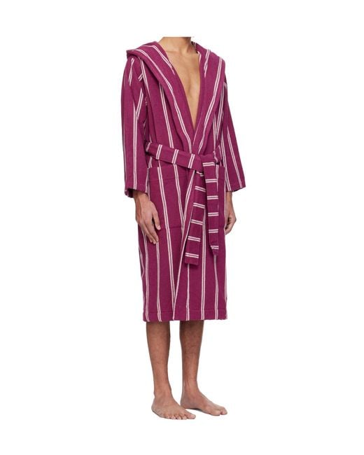 Tekla Red Hooded Bathrobe for men
