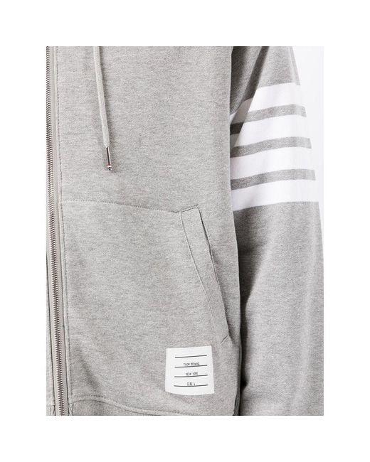 Thom Browne Gray Classic Loopback-Bar Zip-Up Hoodie for men