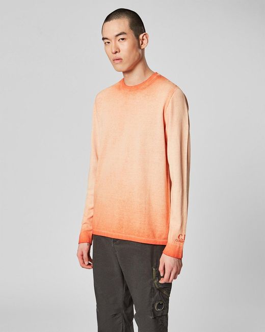 C P Company Orange Logo Round-Neck Pullover for men