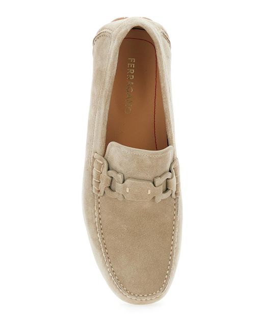 Ferragamo White Round Toe Loafers for men