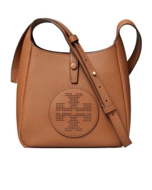 Tory Burch Brown Perforated Logo Shoulder Bag