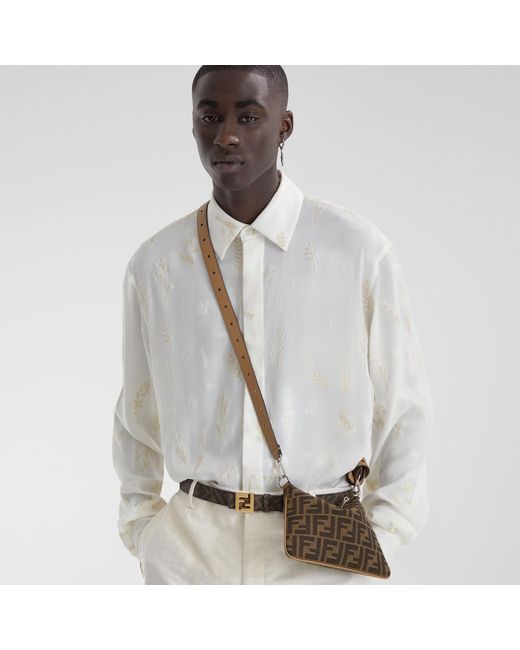 Fendi Brown Ff Monogrammed Mini Crossbody Bag for men