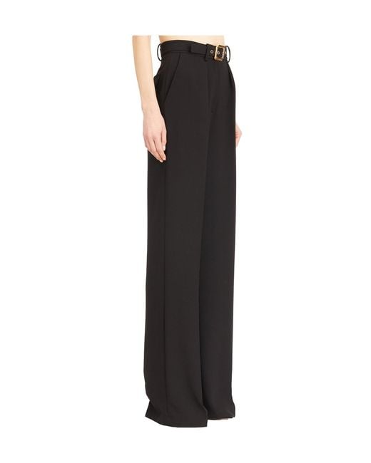 Elisabetta Franchi Black Belt Detailed Lightweight Crêpe Trousers
