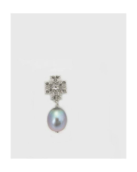 Tory Burch White Kira Pave Earrings