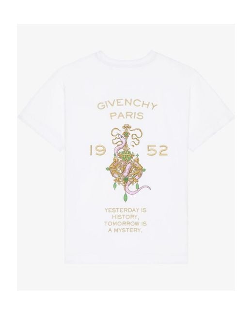 Givenchy White Logo Embroidered T-Shirt for men