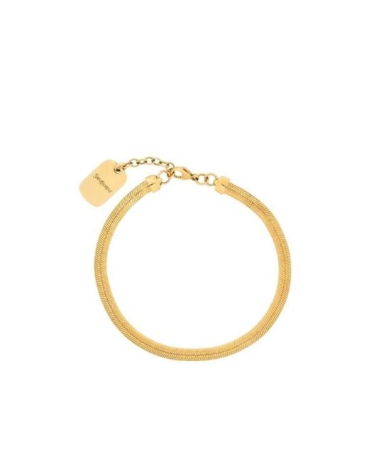 Saint Laurent Metallic Herringbone-Chain Bracelet for men