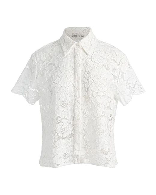Alice + Olivia White Lane Lace-Embroidered Shirt