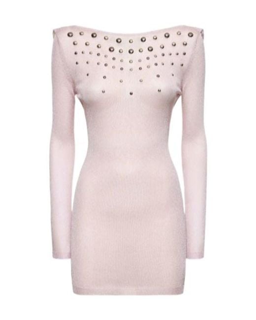Alessandra Rich Pink A Bare-Back Knitted Mini Dress