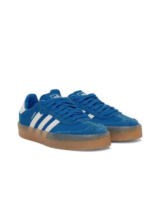 Adidas Originals Blue Samba Platform Low-Top Sneakers