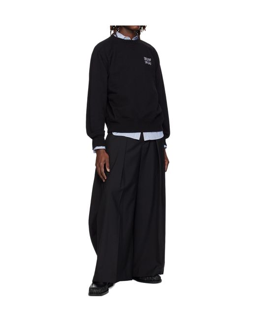 Sacai Black Embroidered Pullover Sweatshirt for men