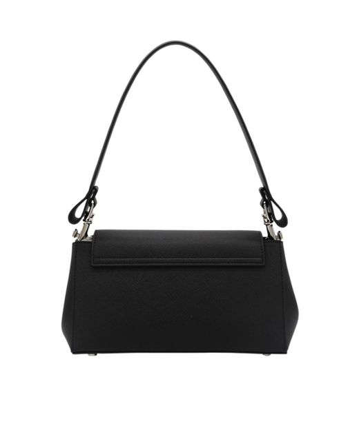 Vivienne Westwood Black Logo Plaque Foldover Top Shoulder Bag