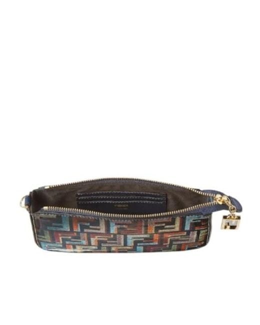 Fendi White Baguette Ff Printed Pouch