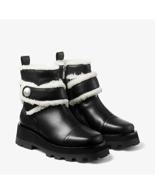 Jimmy Choo Black Calfskin Ankle Boots With Wool Lining