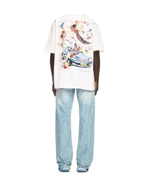 Off-White c/o Virgil Abloh Blue Paint Relaxed Jeans for men