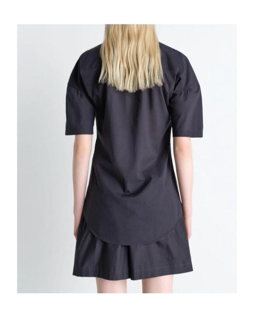 Lemaire Blue Foulard Detailed Short Sleeved Shirt
