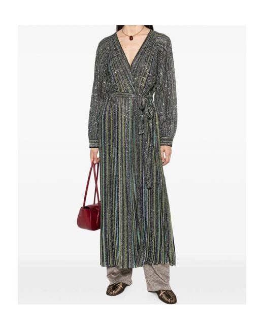 Missoni Gray Sequin-Embellished Striped Cardigan