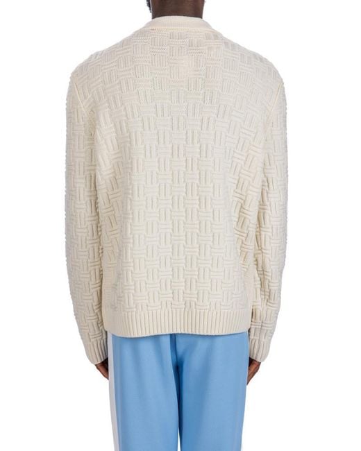 Casablanca White Column Knit Polo Shirt for men