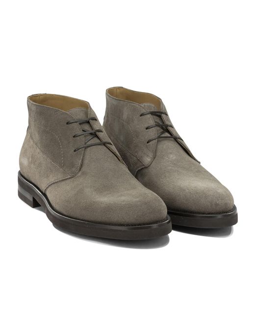 Ferragamo Gray 'Settimo' Lace-Up Ankle Boots for men