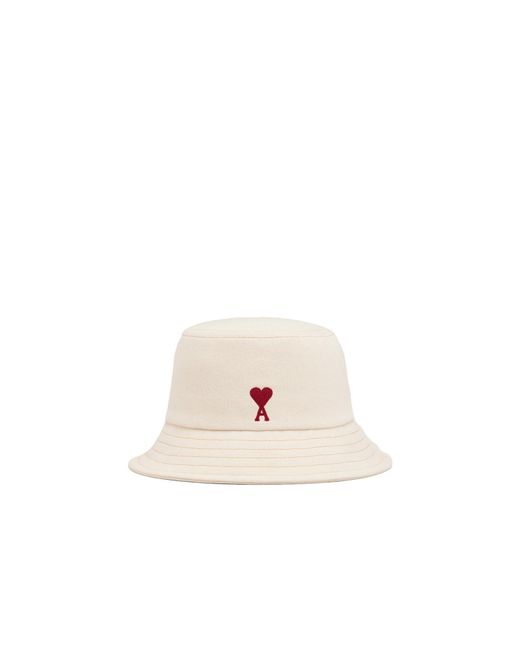 AMI Pink Ami De Coeur Logo Embroidered Bucket Hat for men