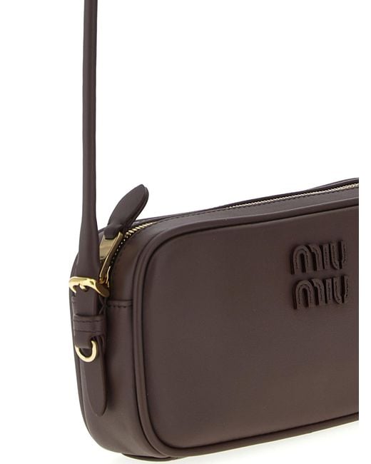 Miu Miu Brown Zipper Shoulder Bag