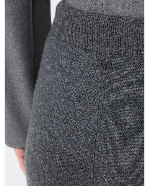 Max Mara Gray Wide Cashmere Yarn Trousers