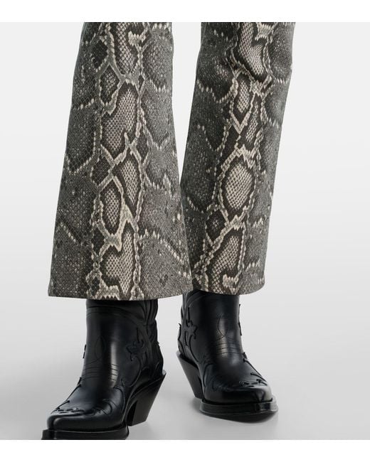 Gabriela Hearst Gray Ezra Snake-Effect High-Rise Bootcut Jeans