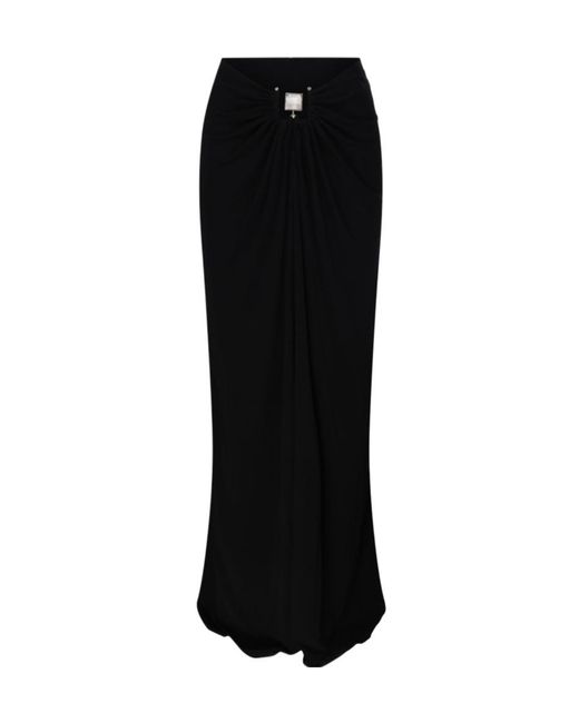 Christopher Esber Black Bezel-Quartz Ruched Maxi Skirt