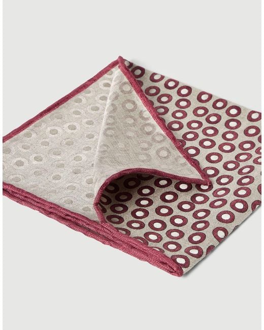 Brunello Cucinelli Pink Spotted-Pattern Silk Pocket Square for men