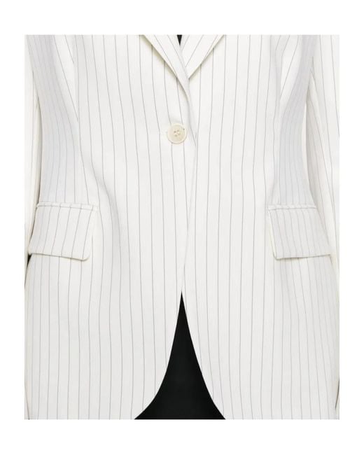 P.A.R.O.S.H. White Striped Single-Breasted Blazer
