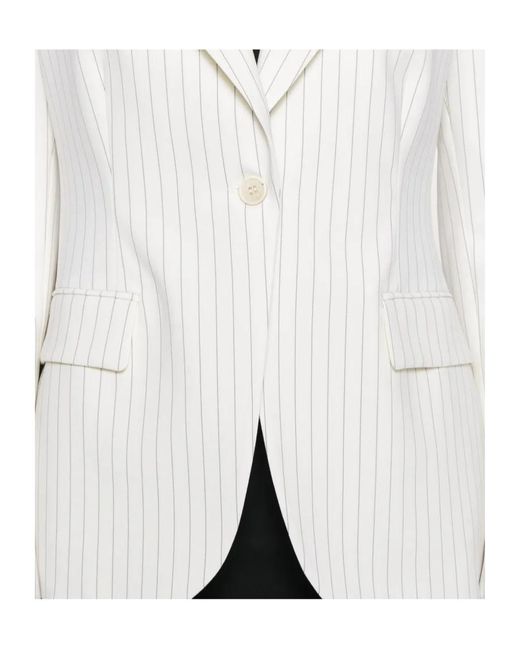 P.A.R.O.S.H. White Striped Single-Breasted Blazer