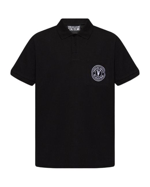 Versace Jeans Black Couture Logo Patch Polo Shirt for men