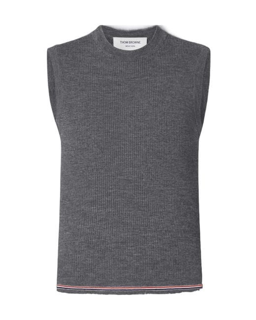 Thom Browne Gray Rwb Stripe Shell Top