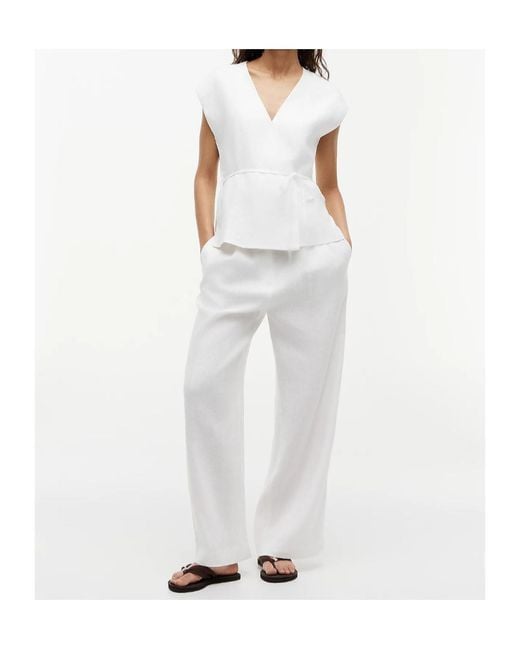 Tommy Hilfiger White Wrap-Style Sleeveless Blouse