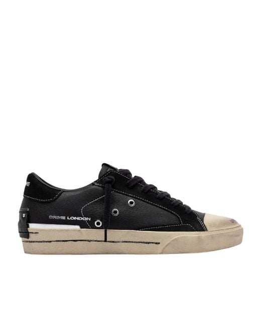 Crime London Black Lace-Up Low-Top Casual Shoes for men